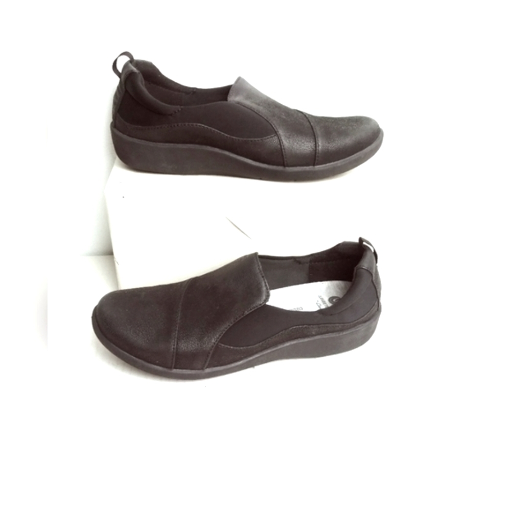 Clark's Cloudsteppers Sillian Paz 8.5M Slip On Flat Shoes Black